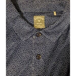 Callaway Opti Dri Men's 2XL Blue‎ Golf Polo XXL Short Sleeves Geometric